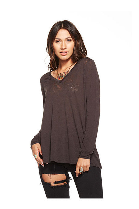 Chaser Chaser - Vintage Jersey Back Flounce Tee Union Black at Blond Genius - 1