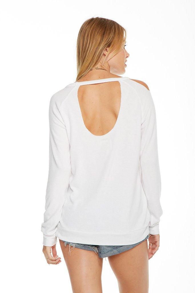 Chaser - Deconstructed Raglan Pullover White