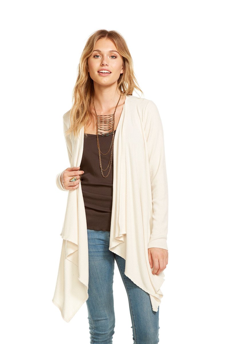Chaser - Love Rib Draped Open Front Cardigan