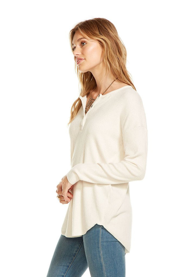 Chaser - Love Rib Oversized Dolman Henley Ivory