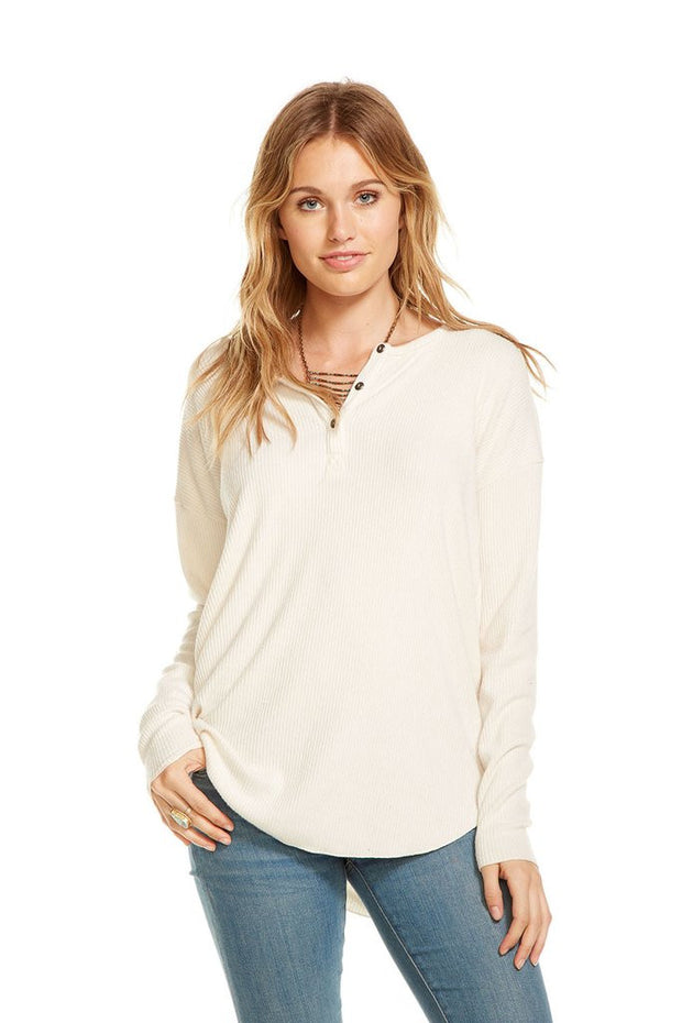 Chaser - Love Rib Oversized Dolman Henley Ivory