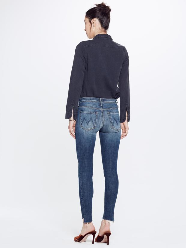 【在庫◎】Mother Denim Looker Ankle Step Fray Khaki Mother Skinny Jeans 28 Looker Ankle Fray Khaki Wash Stretch