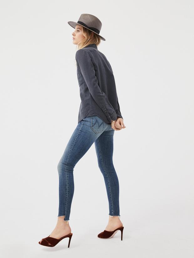 Mother the looker ankle step top fray jeans