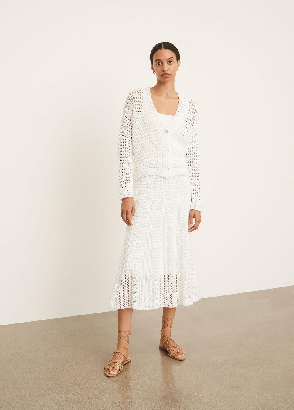Vince - Crochet Cardigan in Optic White