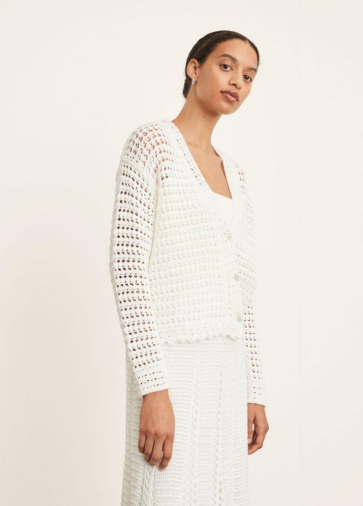 Vince - Crochet Cardigan in Optic White