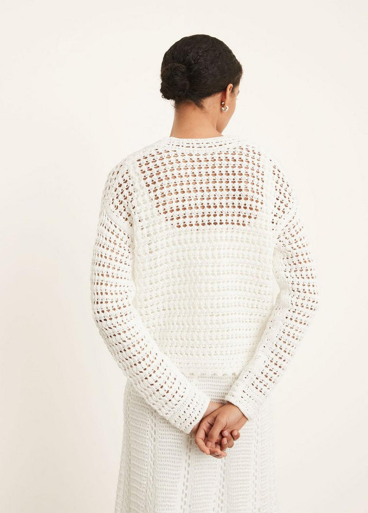 Vince - Crochet Cardigan in Optic White