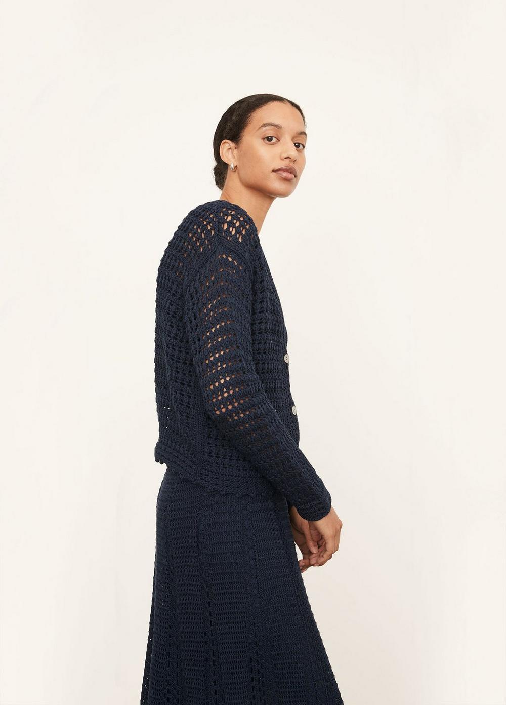 Vince - Crochet Cardigan in Navy Blond Genius Vince - Crochet Cardigan in Navy Blond Genius