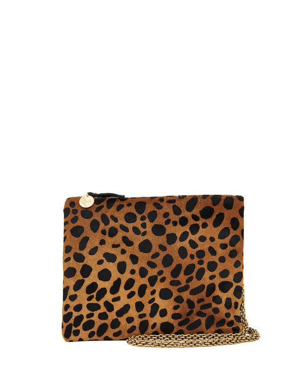 Clare V. Midi Sac Leopard Print Leather Crossbody Bag in Black