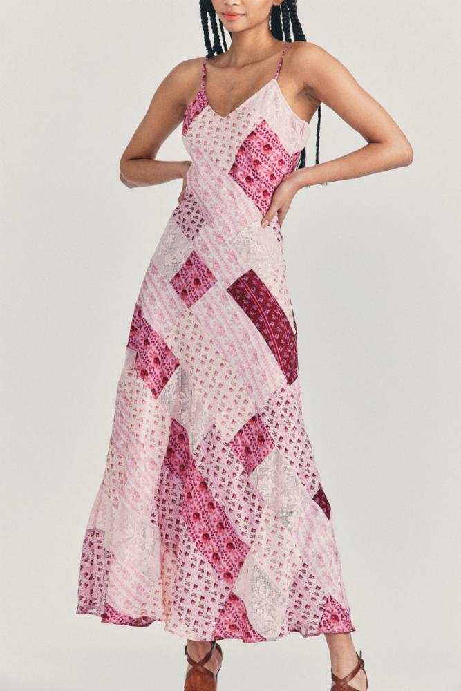 Love Shack Fancy - Mackie Dress in Burgundy Leaves Dresses