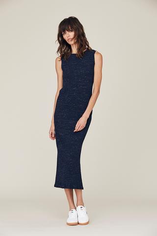 David Lerner - Zoe Scoop Back Muscle Midi Dress Shown in Black, Comes In Light Heather Gray Default