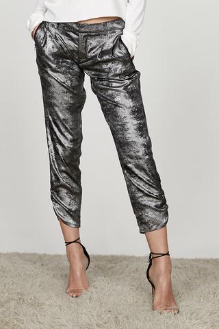 David Lerner - Ruched Ankle Jogger Black Silver