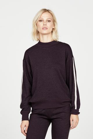 David Lerner - French Terry Mock Neck Pullover in Deep Plum Default