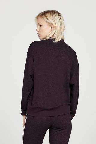 David Lerner - French Terry Mock Neck Pullover in Deep Plum