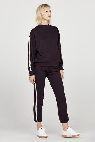 David Lerner - French Terry Mock Neck Pullover in Deep Plum