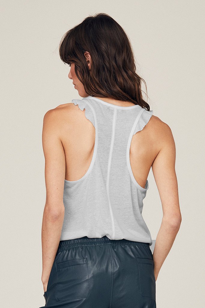 DAVID LERNER - BRIDGETTE HEAVY RIB KNIT RUFFLE TANK IN Light Heather Gray