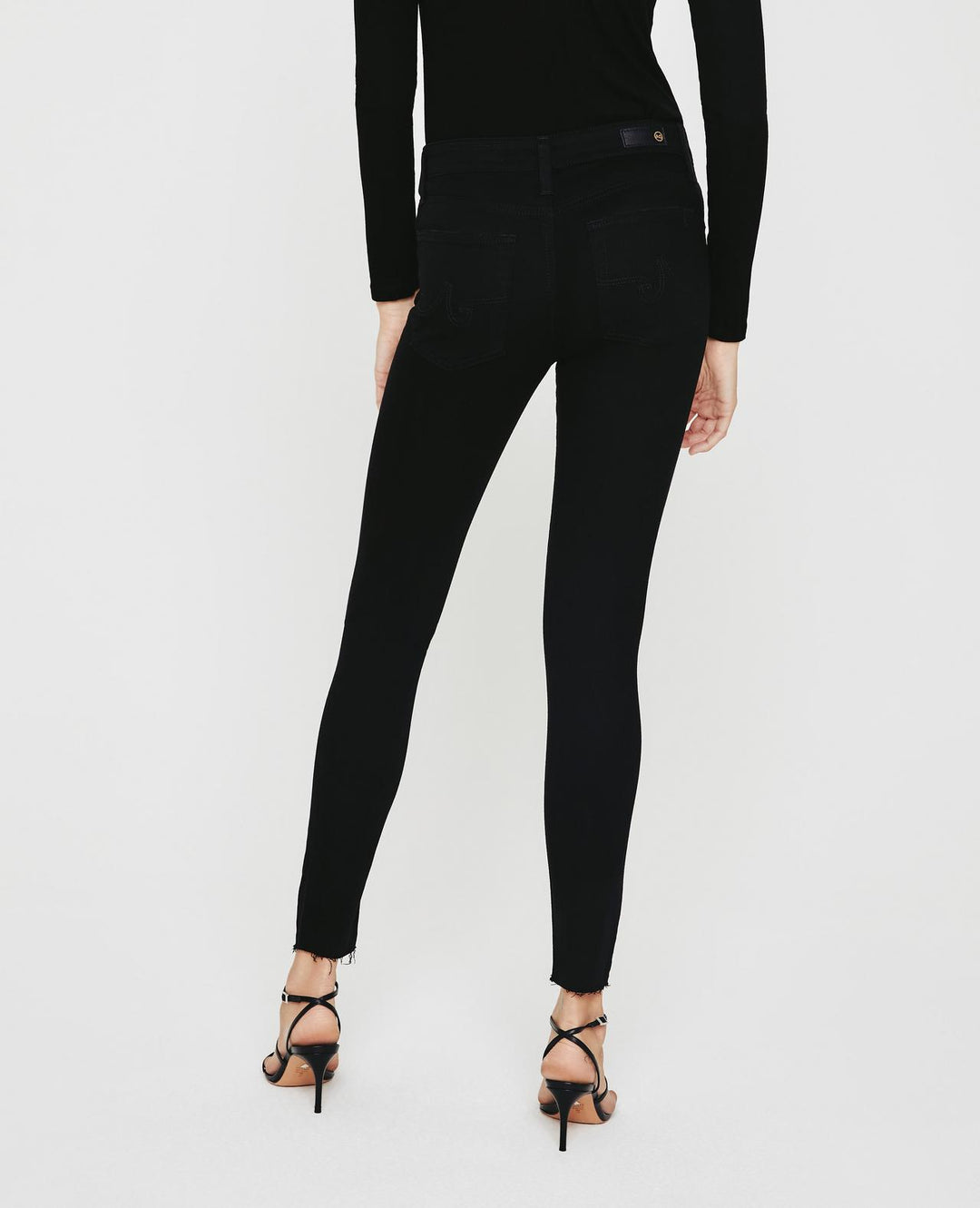 AG - Farrah Skinny Ankle in 1 Year Midnight Black Destruct