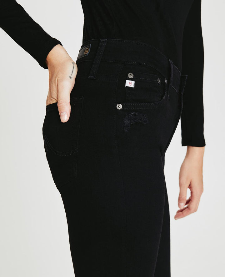 AG - Farrah Skinny Ankle in 1 Year Midnight Black Destruct