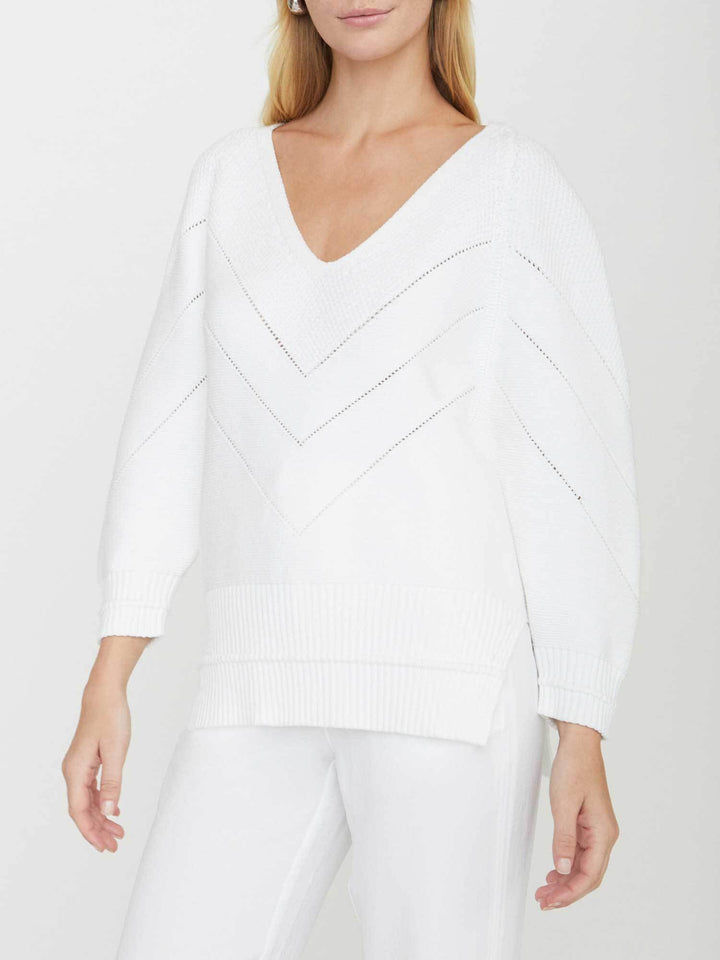 Brochu Walker - Decker Vee Sweater in Salt White