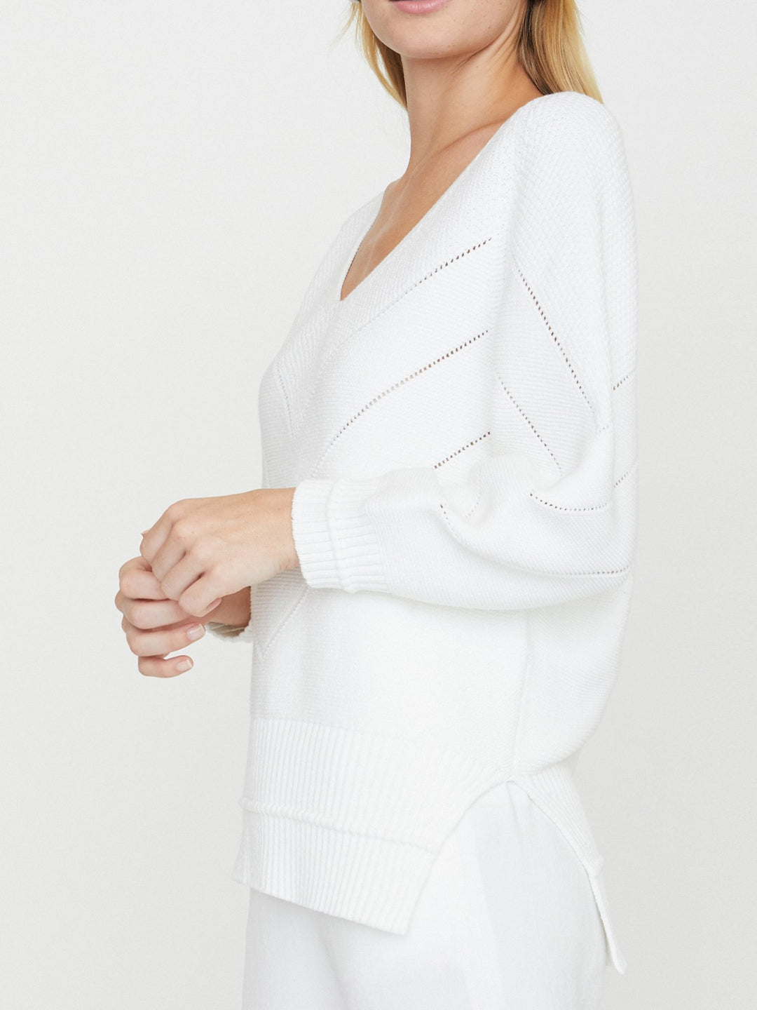 Brochu Walker - Decker Vee Sweater in Salt White