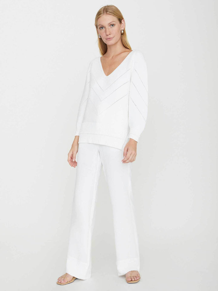 Brochu Walker - Decker Vee Sweater in Salt White