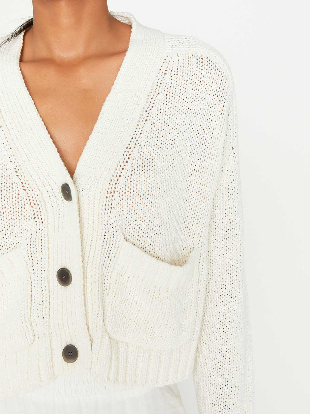 Brochu Walker - Cropped Cardigan in Salt White
