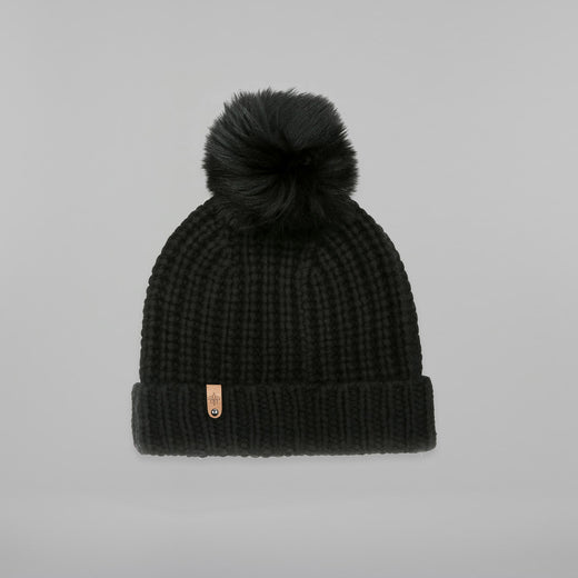 Mackage- Doris Removable Fur Pom Pom Hat Black O/S