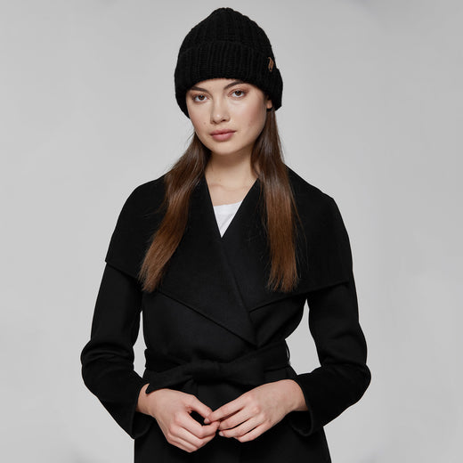 Mackage- Doris Removable Fur Pom Pom Hat Black O/S
