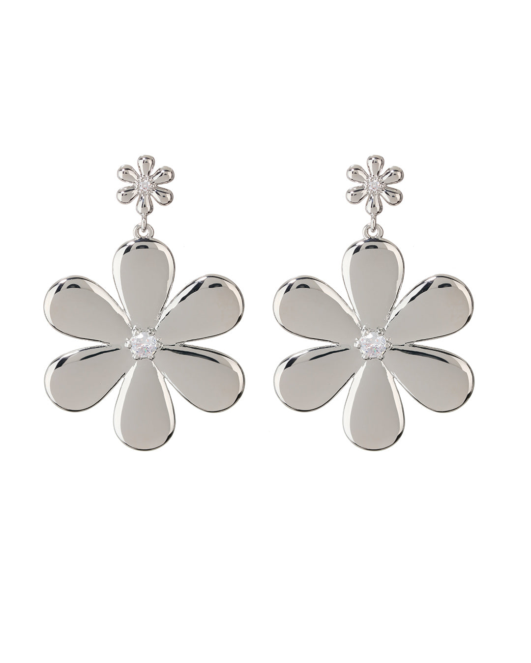 LUV AJ - Daisy Statement Earrings in Silver