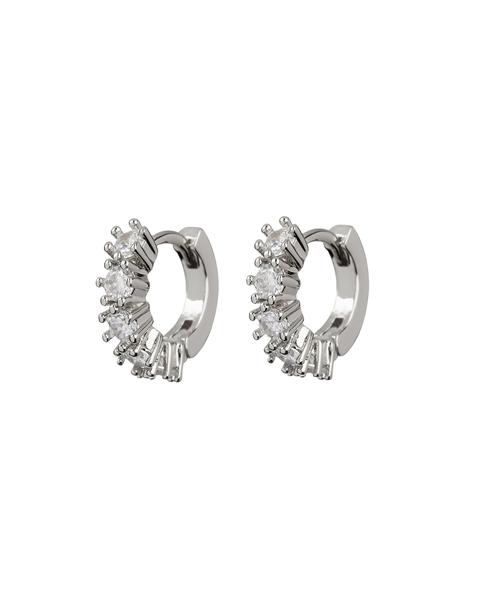 LUV AJ - Diamond Bijoux Huggies in Silver
