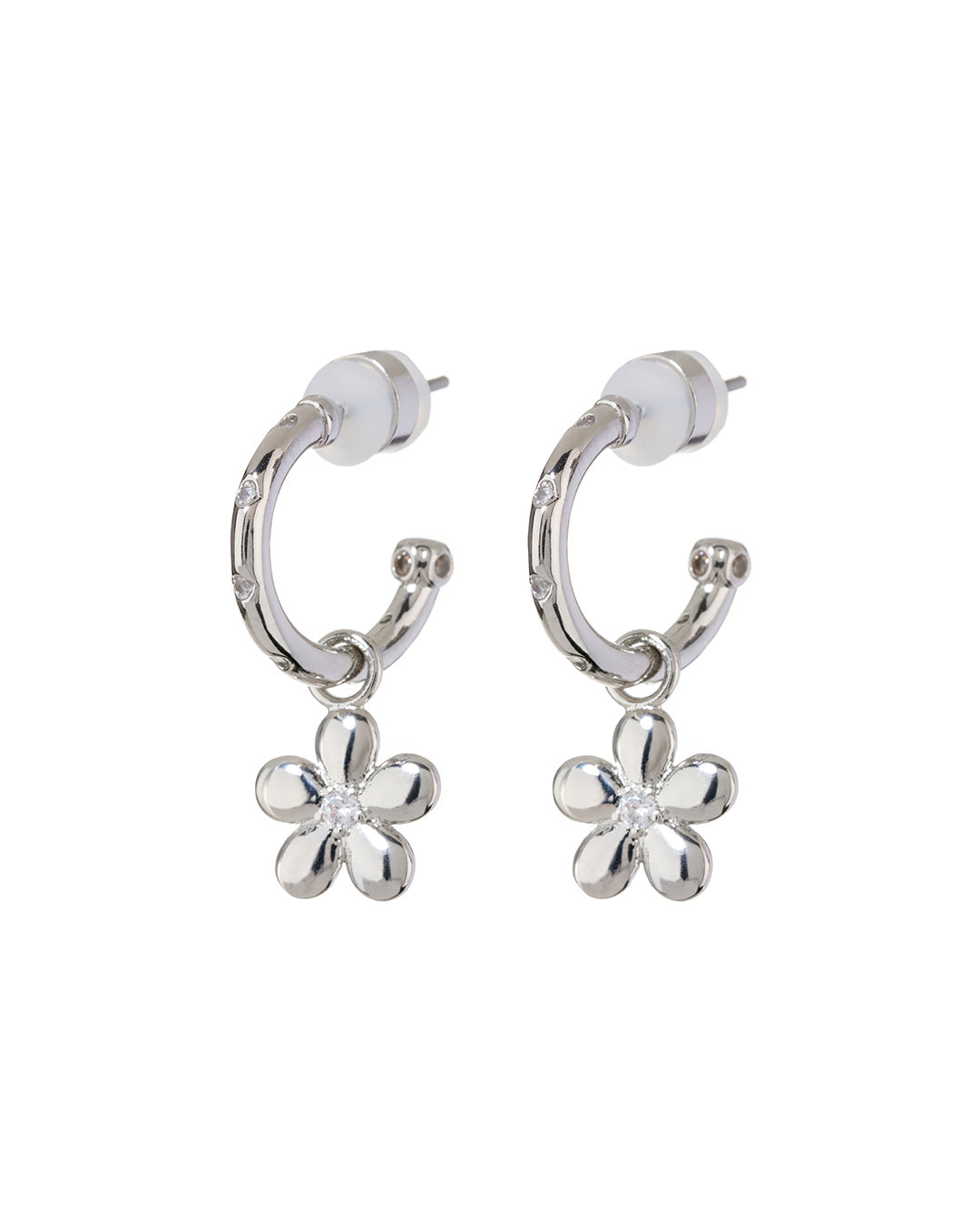 LUV AJ - Diamonte Daisy Hoops in Silver