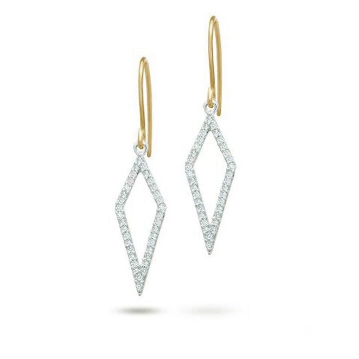 Adina - Long Open Pave Diamond Earrings Mixed