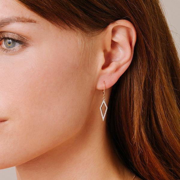 Adina - Long Open Pave Diamond Earrings Mixed