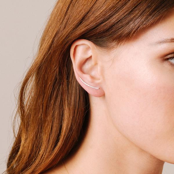 Adina Reyter - Large Pave Curve Wing Earrings in Yellow Gold