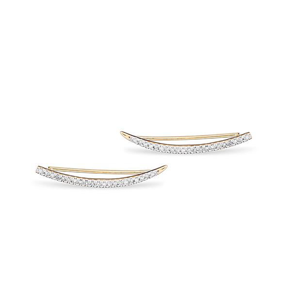 Adina Reyter - Large Pave Curve Wing Earrings in Yellow Gold