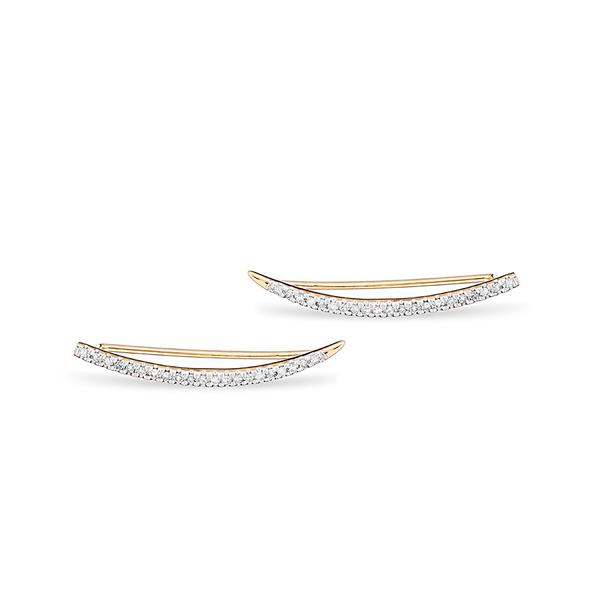 Adina Reyter - Large Pave Curve Wing Earrings in Yellow Gold