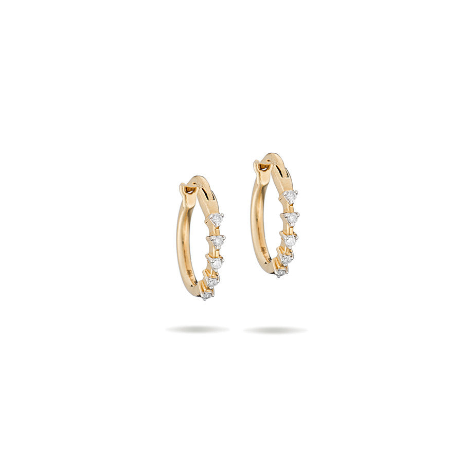Adina - Five Diamond Huggie Hoops in Y14k