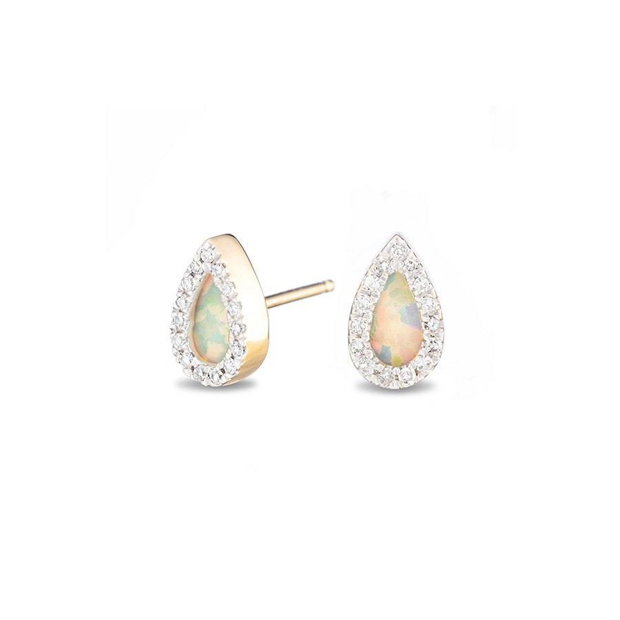 Adina Adina- Opal + Diamond Teardrop Posts at Blond Genius