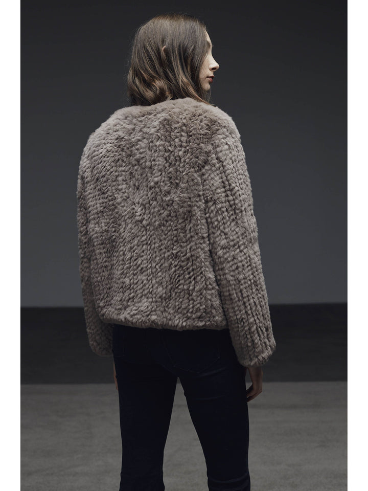 H-Brand Rabbit Fur Cropped Jacket Elle Rose at Blond Genius - 2