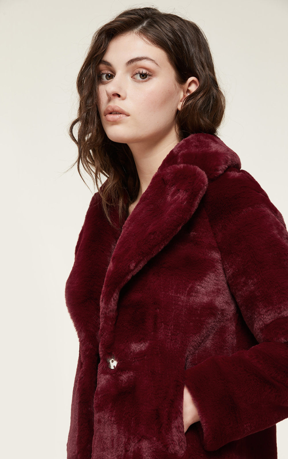 Soia & Kyo - Emanuela Faux Fur Jacket in Oxblood Default
