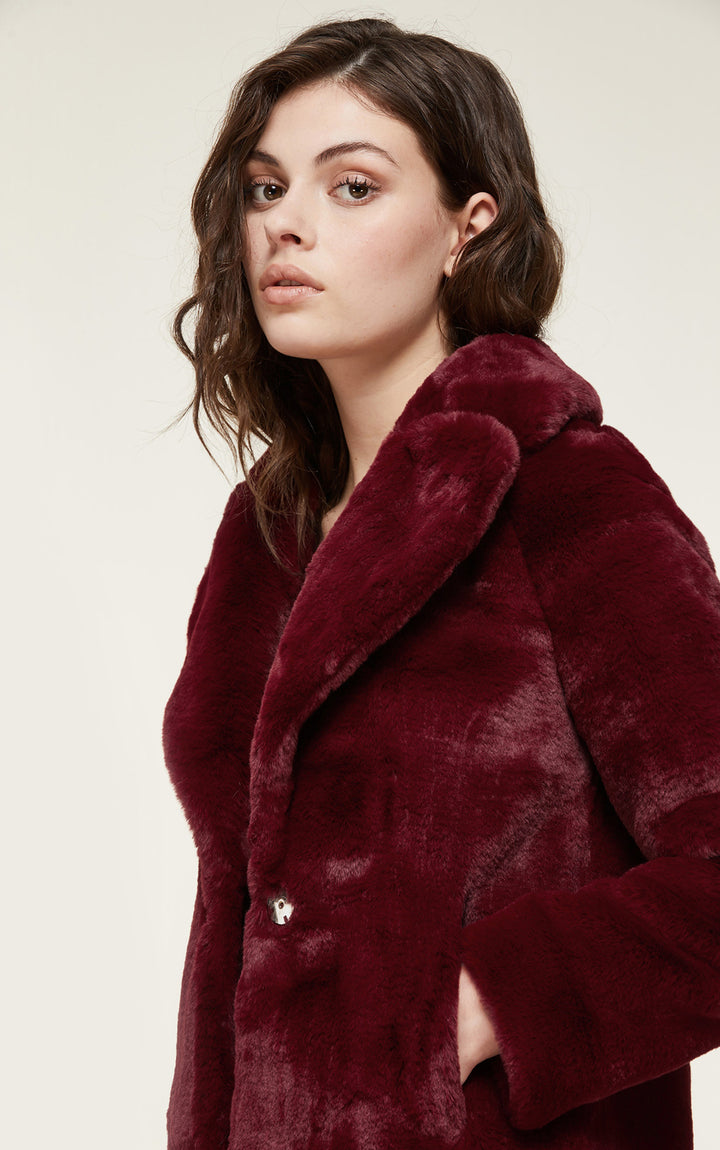 Soia & Kyo - Emanuela Faux Fur Jacket in Oxblood Default