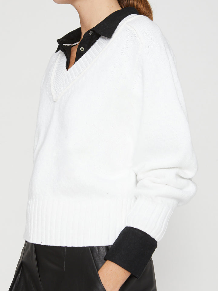 Brochu Walker - Mylo Vee in Salt White Clothing - Sweaters