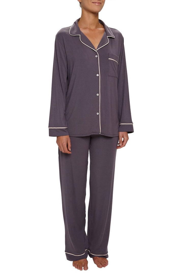 Eberjey - Gisele Long Pajama Set in Graphite/Sorbet Pink