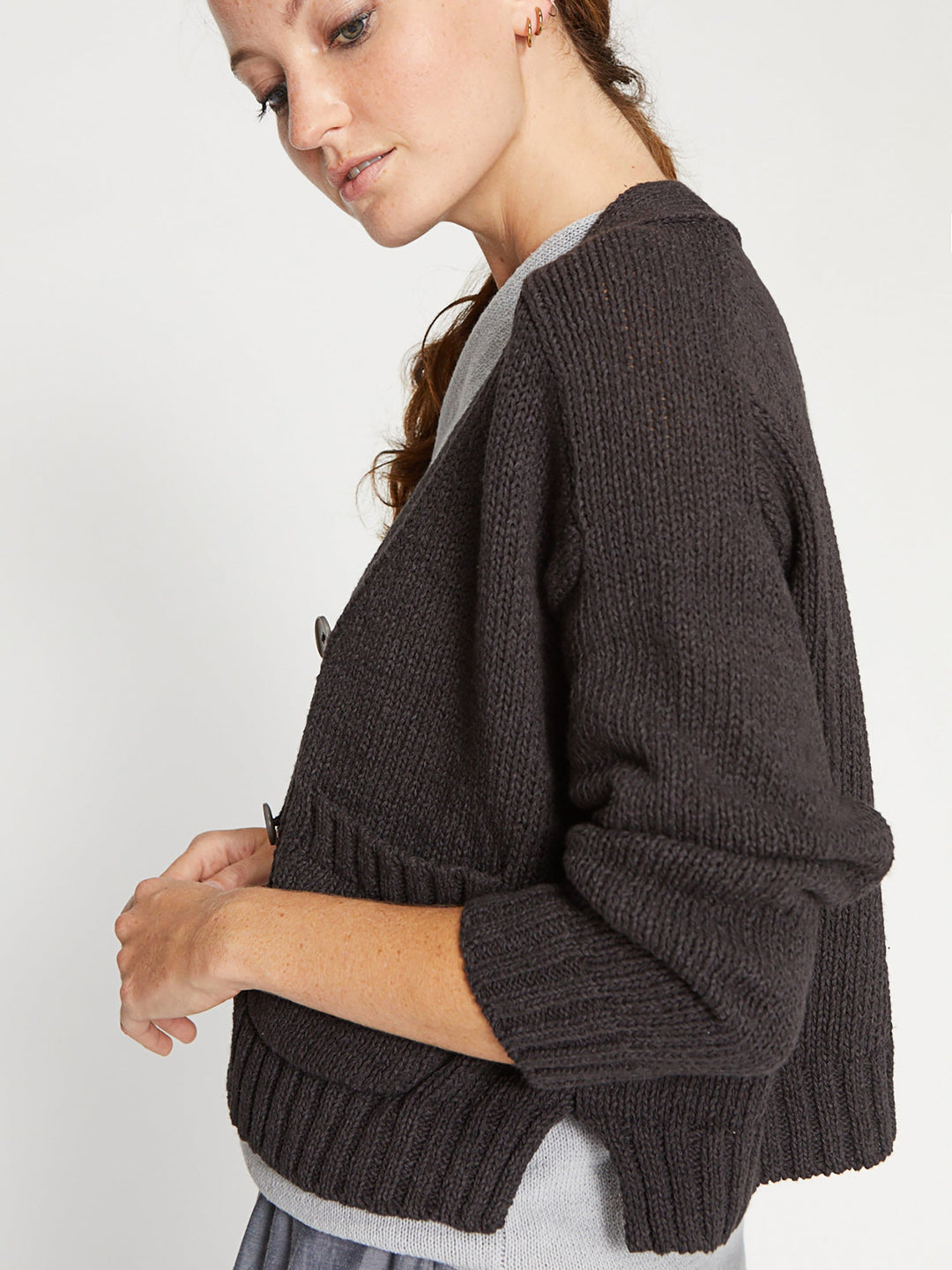 Brochu Walker - Cropped Cardigan in Washed Black