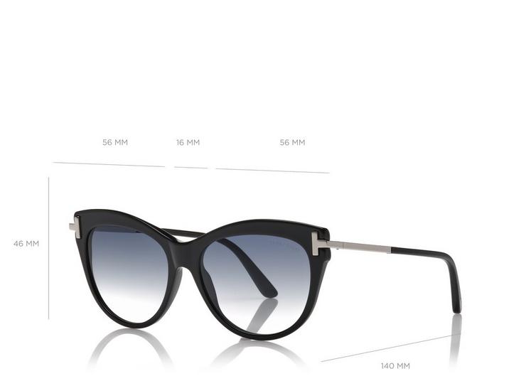 Tom Ford - Kira Polarized Sunglasses in Shiny Black Smoke
