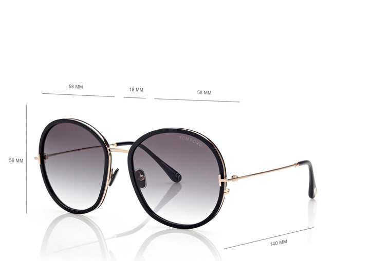 Tom Ford - Hunter Shiny Black Smoke Lense Sunglasses - FT0946 - 5801B Sunglasses