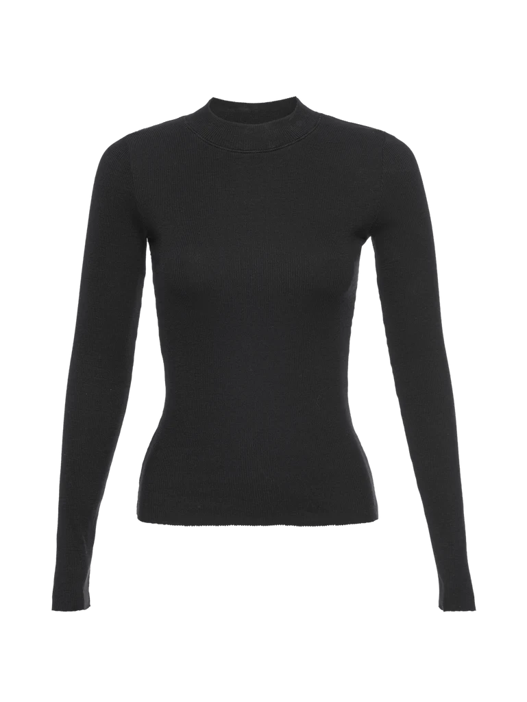 Nation LTD - Gina Slim Mock Neck in Jet Black