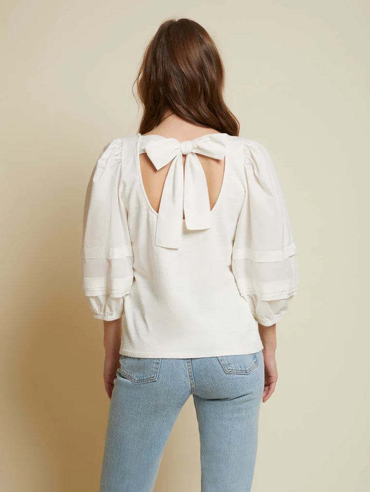 Nation LTD - Gracie Pintuck Combo Tee in Off White