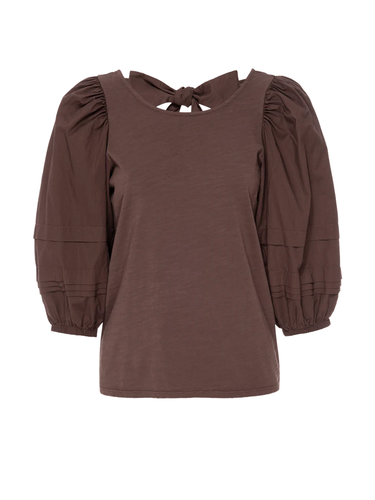 Nation LTD - Gracie Pintuck Combo Tee in Pinot Noir