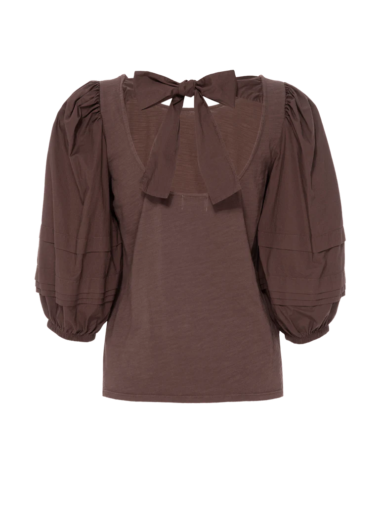 Nation LTD - Gracie Pintuck Combo Tee in Pinot Noir
