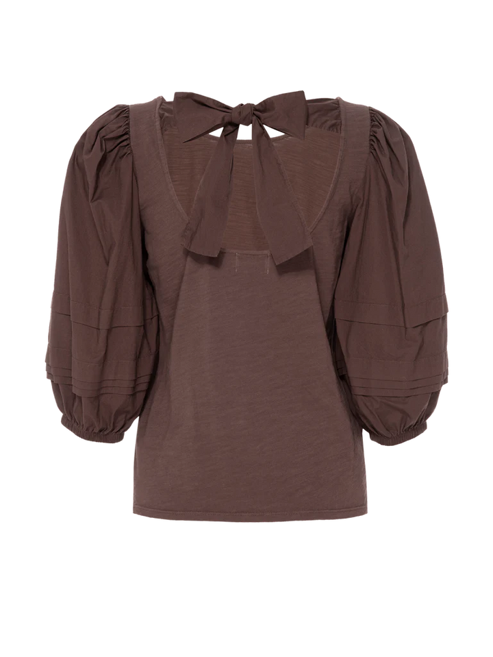 Nation LTD - Gracie Pintuck Combo Tee in Pinot Noir